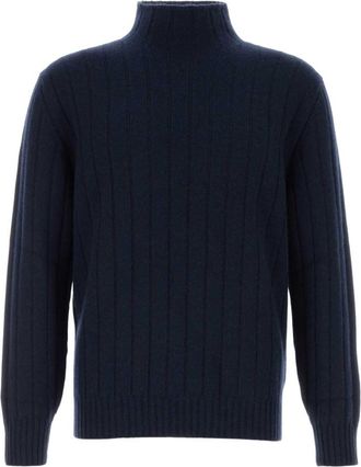 Brunello Cucinelli Navy Blue Knitted Sweaters