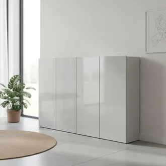 Dmora Scarpiera Abdul, Mobile Portascarpe 10 Ripiani, 36 Paia Made In Italy, 34x160x115h Cm Grigio