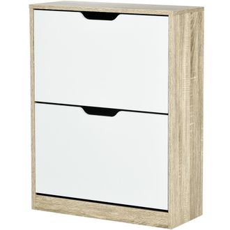HOMCOM Homcom - Mobile Scarpiera Slim 2 Cassetti Per 8 Paia Di Scarpe Legno E Bianco
