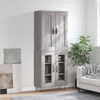 vidaXL Aparador Alto Madera Contrachapada Gris Sonoma 69,5x34x180 Cm Vidaxl