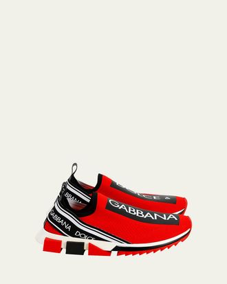Dolce & Gabbana Mens Sorrento Logo-Stripe Sock Sneakers