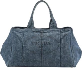 Prada Pre-owned Denim Satchel - Dames - Vintage Shopper - Blauw - ONE Size - Denim - Vintage