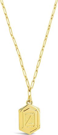 Sterling Forever Hexagon Tag Initial Necklace