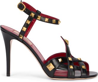 Valentino Garavani Womens High-Heeled Sandals Black Cow Hide