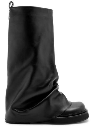 The Attico Robin Layered Leather Combat Boots - Black - 41 (IT41 / UK8)