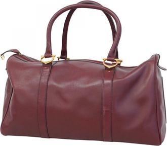 Cartier Bordeaux Leather Boston Bag (Pre-Owned)