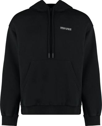 Marcelo Burlon Logo Print Hoodie - Heren - Hoodies - Zwart - S - Katoen - Hoodies & sweatvesten