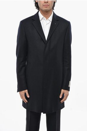 Corneliani CC COLLECTION Solid Color Virgin Wool Coat with Hidden Butto size 52