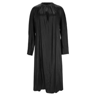 Acne Studios Acne Studios geplooide satijnen midi-jurk in zwart triacetaat