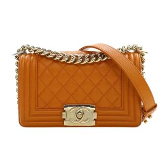 Chanel Pre-owned Leather chanel-bags - Dames - Vintage Schoudertas - Oranje - ONE Size - Vintage
