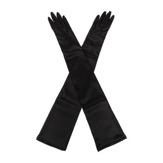 Dolce & Gabbana Accessoires, Dames, Zwart, M, Zijden Lange Handschoenen