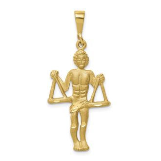 Diamond2Deal 14k Yellow Gold Satin Diamond-cut Libra Zodiac Charm