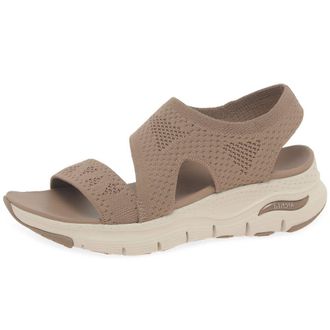 Skechers Womens Arch Fit Brightest Day Sandals, Mocha Knit, 10 UK