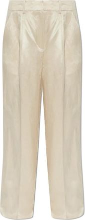 AllSaints Helena Broeken - Dames - Wijde Broeken - Beige - S - Leer - Broeken