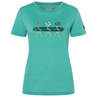 super.natural Surfing Flowers Tee Merinoshirt f&uuml;r Damen | gr&uuml;n/ various