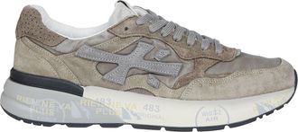 Premiata Layered Cushioned Suede Mesh Sneakers