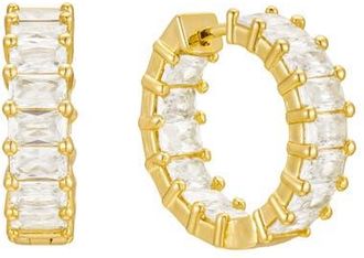 Untamed Petals Taryn Crystal Hoops in Gold at Nordstrom