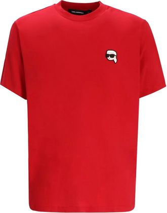 Karl Lagerfeld T-shirt con logo ricamato - Rosso