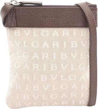 Bulgari Pre-owned Logo Mania Shoulder Bag - Dames - Vintage Schoudertas - Beige - ONE Size - Leer - Vintage