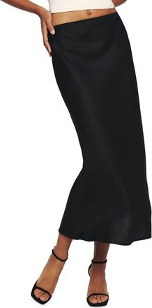 Reformation Layla Linen Skirt in Black at Nordstrom, Size Large
