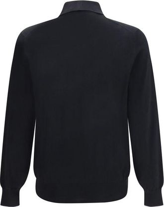 Brunello Cucinelli Mens Black Cotton Polo Shirt