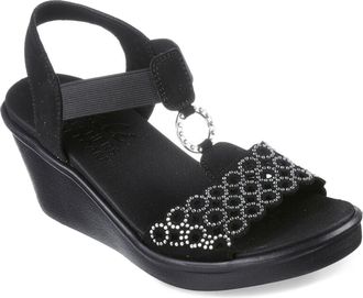 Skechers Womens Rumble On-Queen B2 Wedge Sandal, Black Silver, 8 UK
