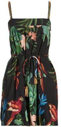 Farm Rio MIDNIGHT MACAW FIESTA BLACK SLEEVELESS MINI DRESS