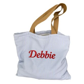 Generic Personalised Tote Bag With Text/Name, Custom Shoulder Shopping Bag Design Your Own Canvas Bags for Beach, Work, Picnic, Party