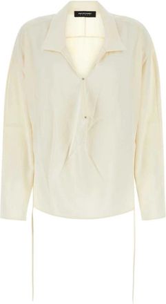 Kiko Kostadinov Elegante Ivoor Satijnen Shirt - Dames - Blouses - Wit - S - Satijn - Overhemden