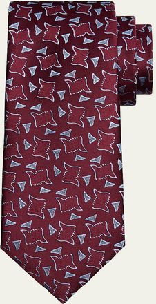 Charvet Mens Woven Geometric Square Silk Tie