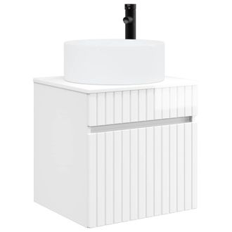 vidaXL Vanidad De Lavabo Montada En La Pared Blanco Brillante Vidaxl