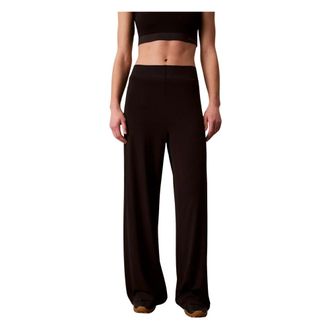 Calvin Klein Wide Trousers, female, Black, Size: S Performance Wide Leg Sculpt Trousers