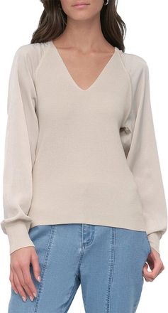 DKNY Dkny Mix Media V-Neck Sweater
