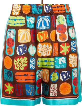 Dsquared2 Mens Red Short Shorts - Brown Silk - Size X-Large