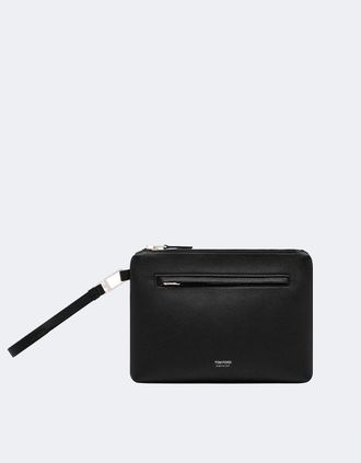 Tom Ford Mens Grain Leather Pouch + Wristlet Black - Size: OS