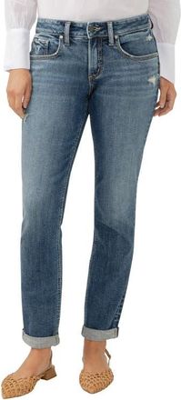 Silver Jeans Co Curvy Mid Rise Boyfriend Jeans in Indigo at Nordstrom, Size 24 29