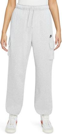 Nike Oversize Fleece Cargo Sweatpants in Birch Heather/Black at Nordstrom Rack, Size X-Large