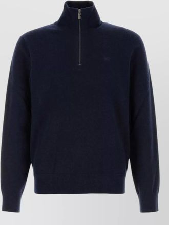 Burberry cashmere ribbed turtleneck half-zip sweater