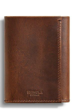 Shinola RFID Leather Trifold Wallet in Medium Brown at Nordstrom