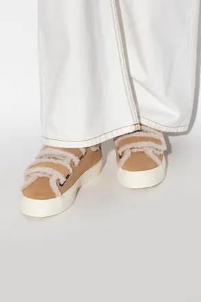 INUIKII Shearling Low Velcro Shoes, Womens, Beige