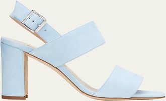 Manolo Blahnik Khan Suede Slingback Sandals