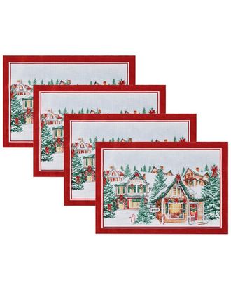Elrene Set Of 4 Storybook Christmas Village Holiday Placemats