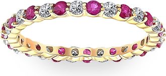 Pompeii3 1 cttw Ruby & Diamond Wedding Eternity Stackable Ring 10k Yellow Gold