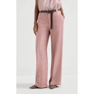 Brunello Cucinelli Loose Flared Trousers in Pink at Nordstrom, Size 50 It