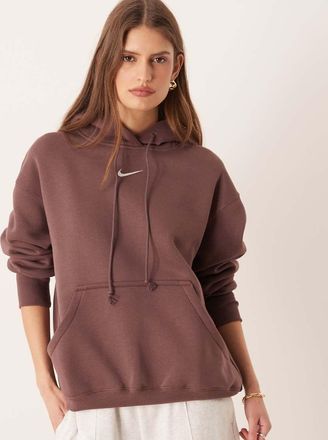 Nike Phoenix Fleece - Felpa con cappuccio oversize viola scuro-Verde