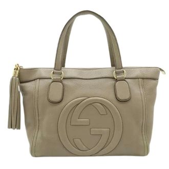 Gucci Pre-owned Handbags, female, Gray, Size: ONE SIZE Pre-owned Soho Leather Tote Bag