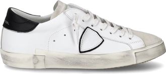 Philippe Model White Black Prsx Low Vintage Leather Artisanal Edging Sneakers