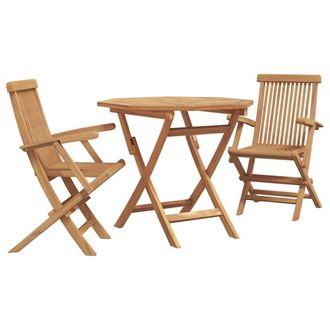 Berkfield Home 3 Piece Folding Garden Bistro Set Solid Wood Acacia in Beige