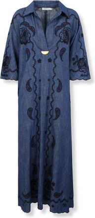 Zimmermann Aster Midi Jurk - Dames - Maxi kleedjes - Blauw - L - Katoen - Kleedjes