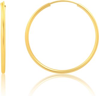 MAX + STONE 14k Yellow Gold 1.5mm Tube Flex Continuous Hoop Earrings 10MM-33MM